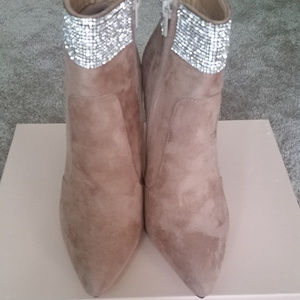 4" suede  brannew bejeweled bootie